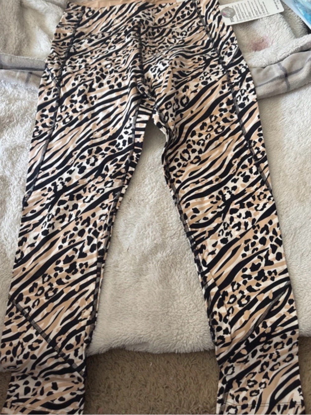 PINK Victoria's Secret Beige and Black Animal Print Leggings